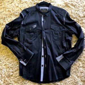 Men’s L 7 Diamonds The Buckle Black button shirt